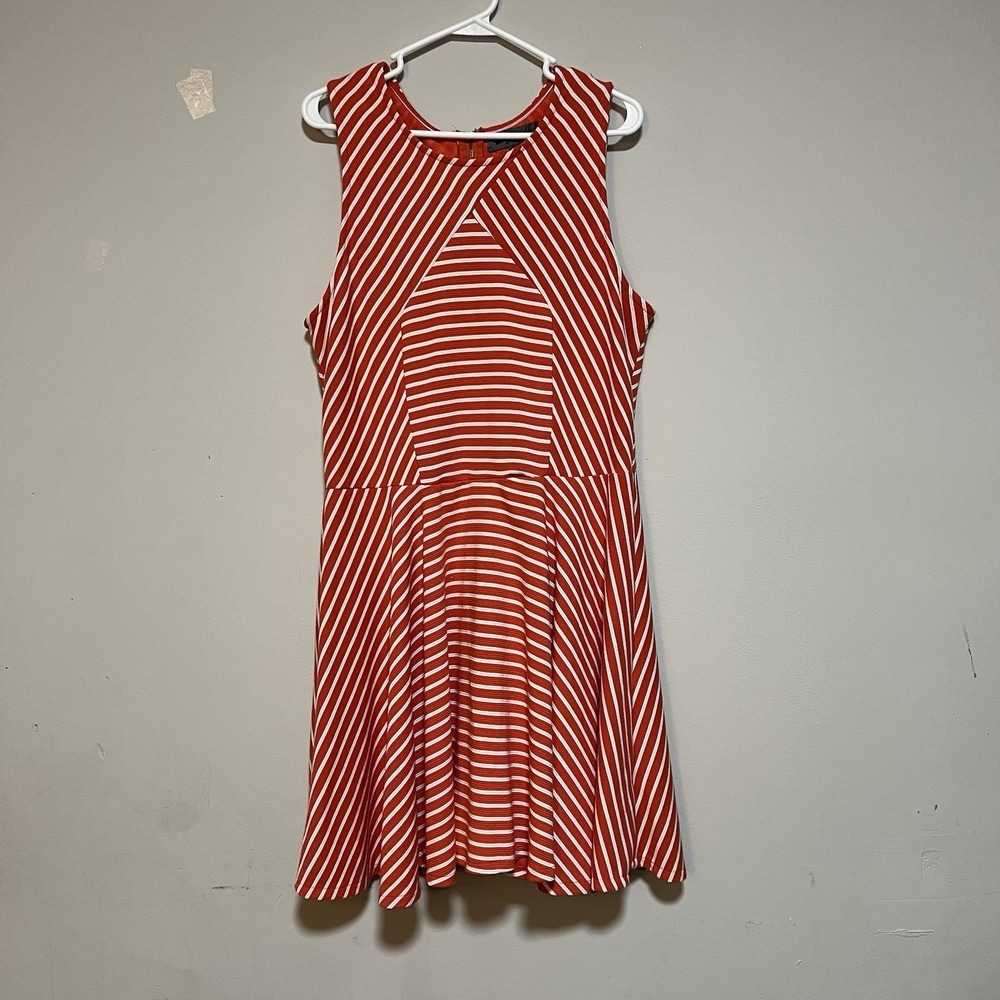 Signify Womens Size 2x Sleeveless Fit & Flare Dress Striped Stretch